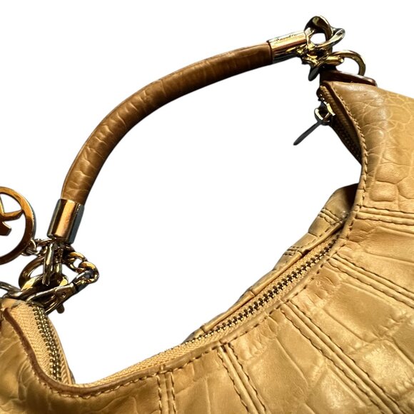 Michael Kors Leather Camel Shoulder Bag Purse w/Medallion & Matching Wallet - Picture 5 of 16